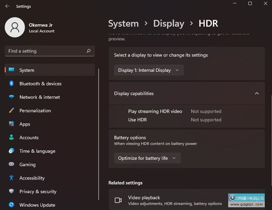 自动HDR在Win11系统中不起作用