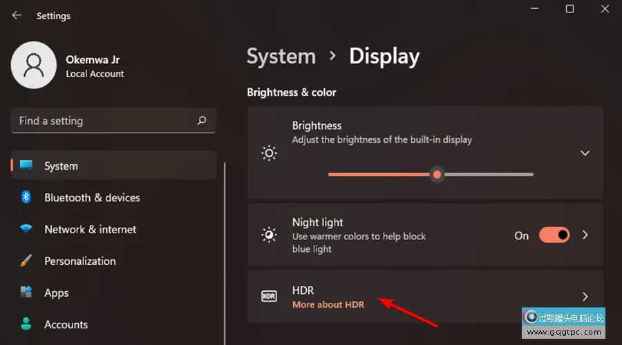 自动HDR在Win11系统中不起作用