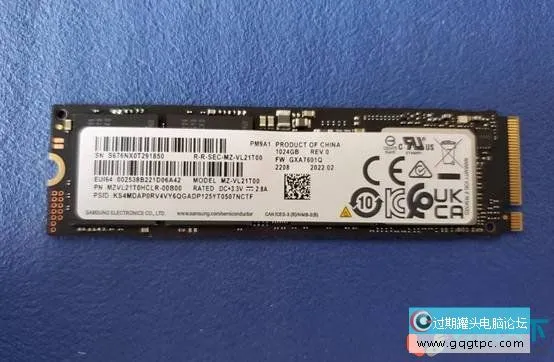 三星PM9A1 1T PCIe 4.0 固态硬盘